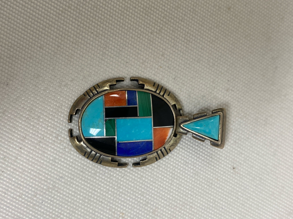 Silver Multi Color Stones Pendant