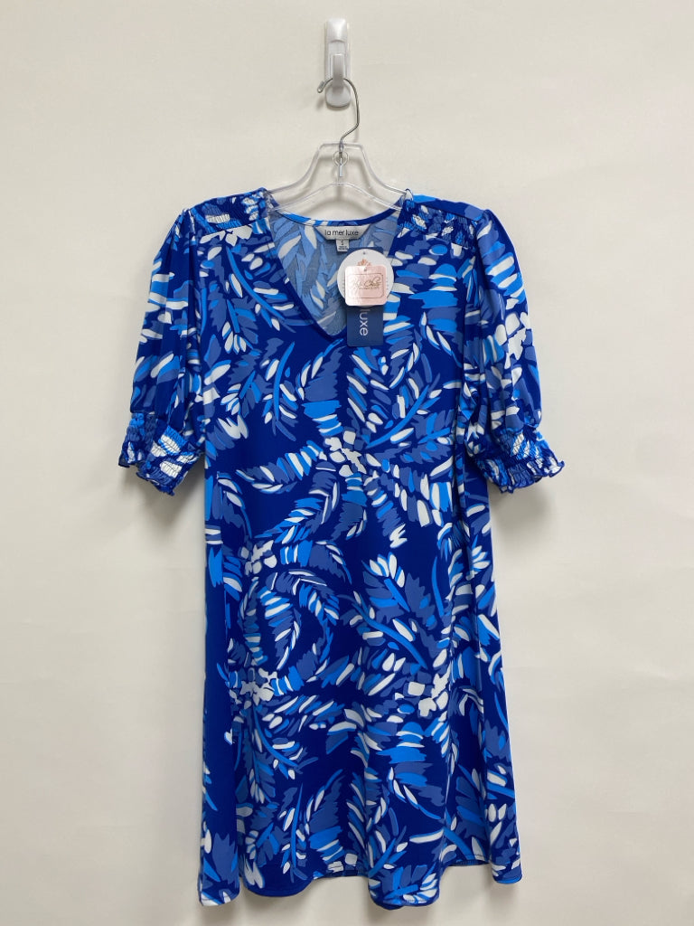 NWT la mer luxe Size S White Blue Print Ladies Dress