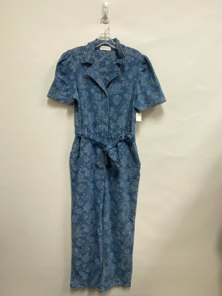 NWT Size L Blue Denim Flowers Ladies Jumpsuit