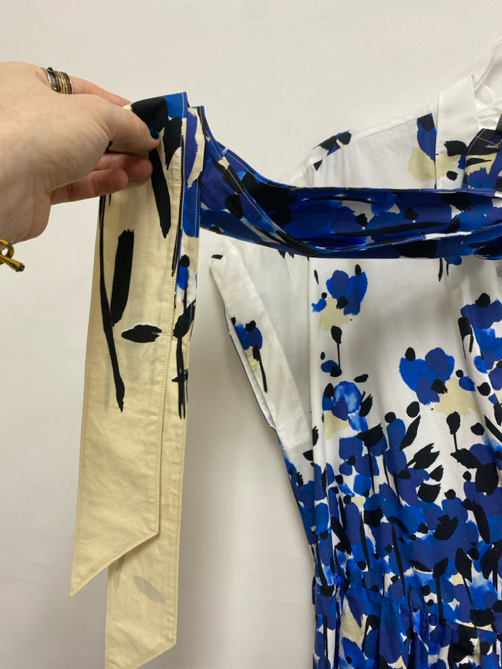 Size L White/Blue Black/Cream Floral Ladies Dress