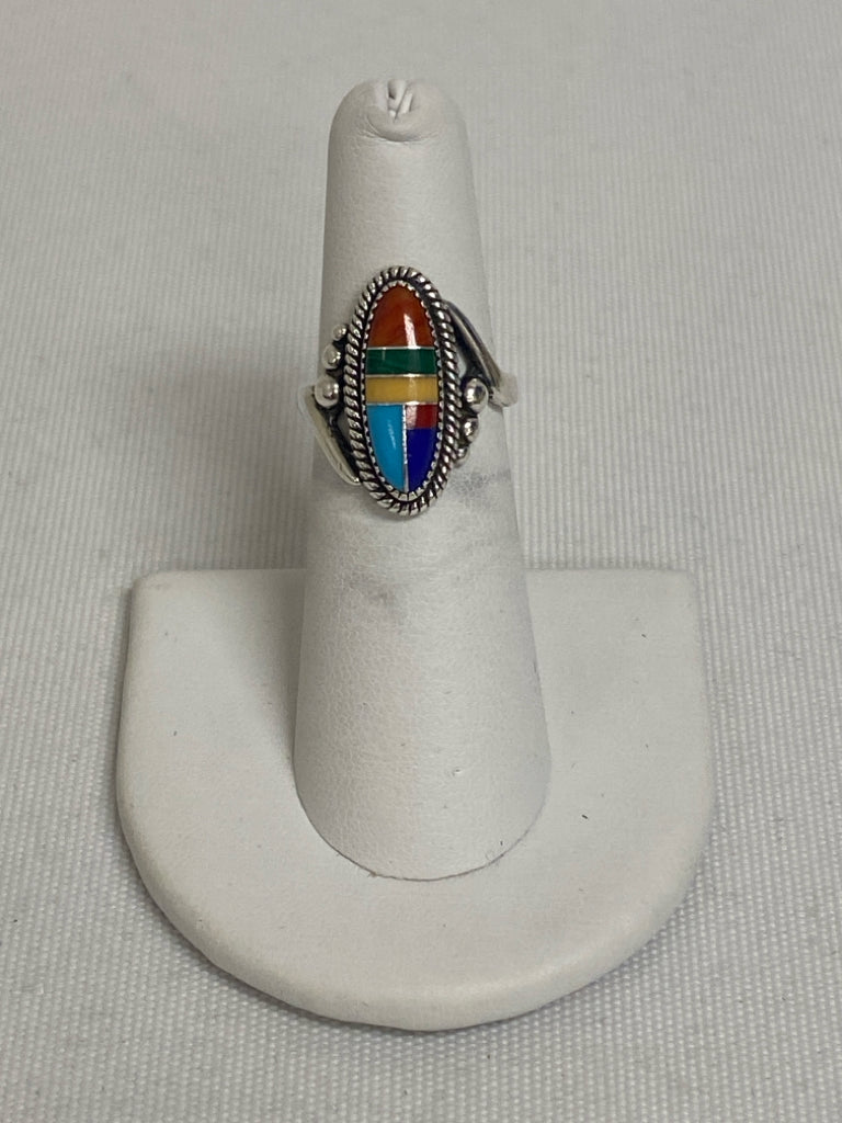 Silver Multi Color Oval(s) Ring