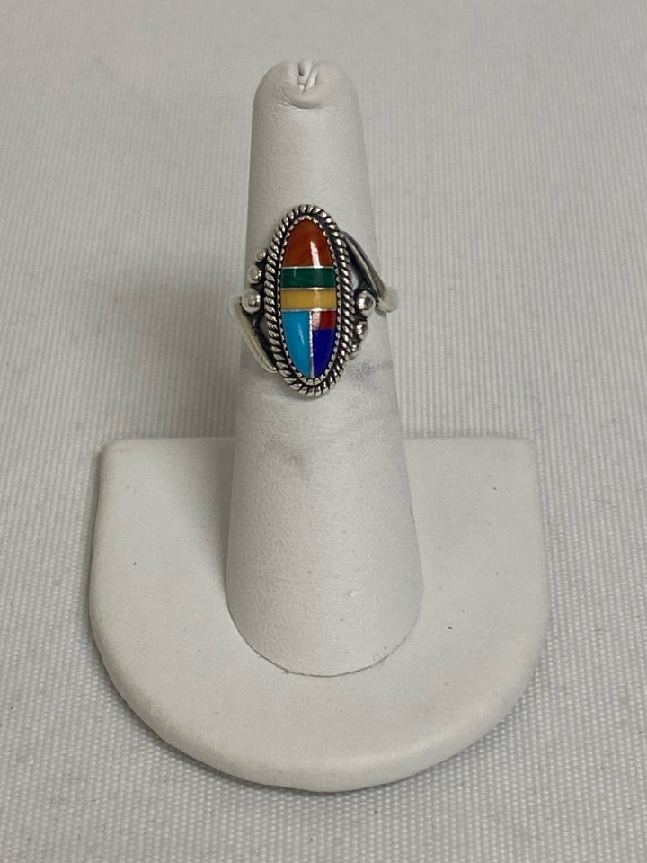 Silver Multi Color Oval(s) Ring
