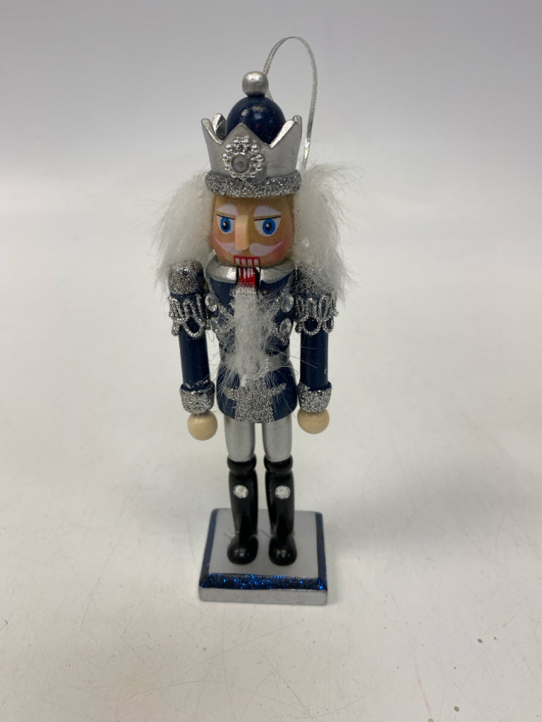 Navy Silver Glitter Ornaments