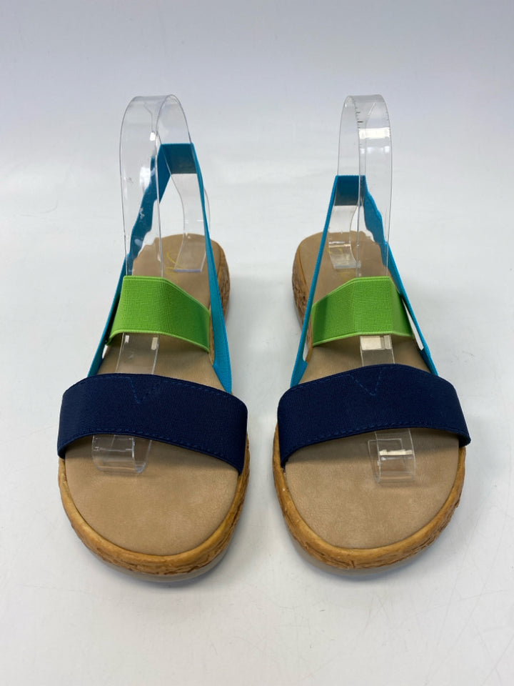 NWOT  Size 10 Navy Turq/green Sandals