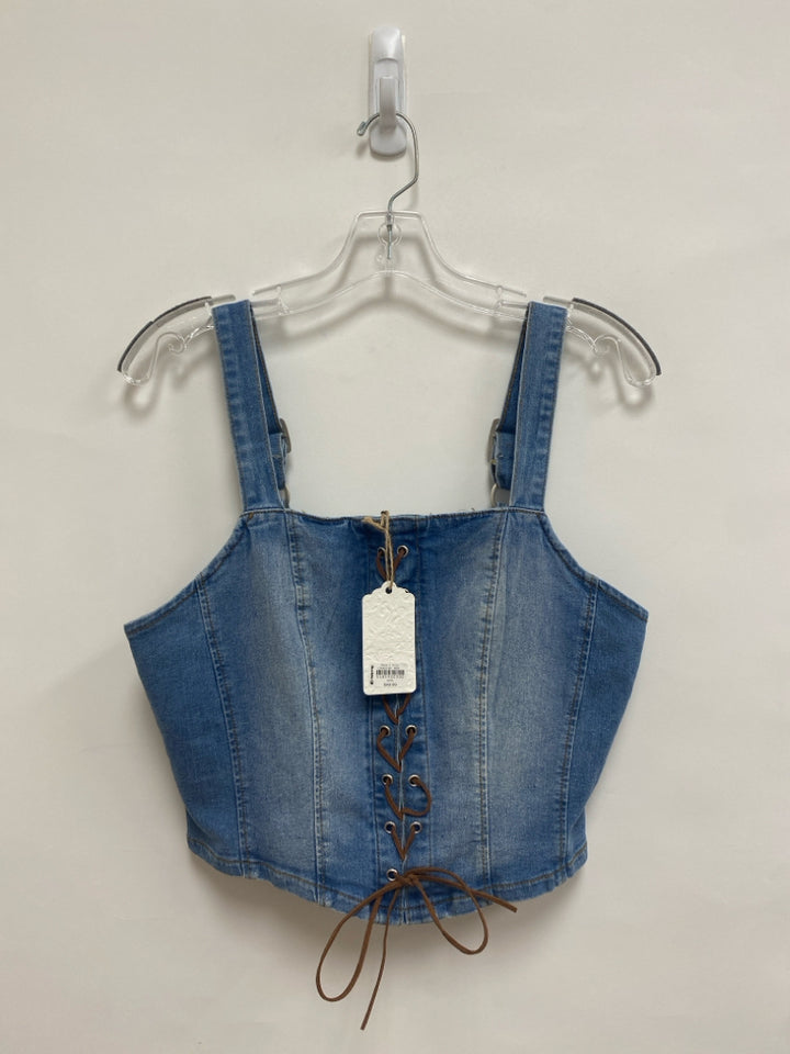 NWT Buckle Size L Blue Sleeveless Denim Ladies Top