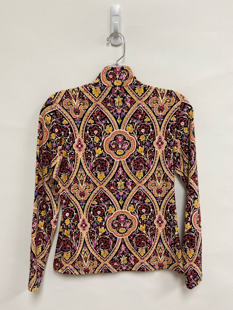 J McLaughlin Size XS Black Pink/Yellow Flowers Ladies Pullover