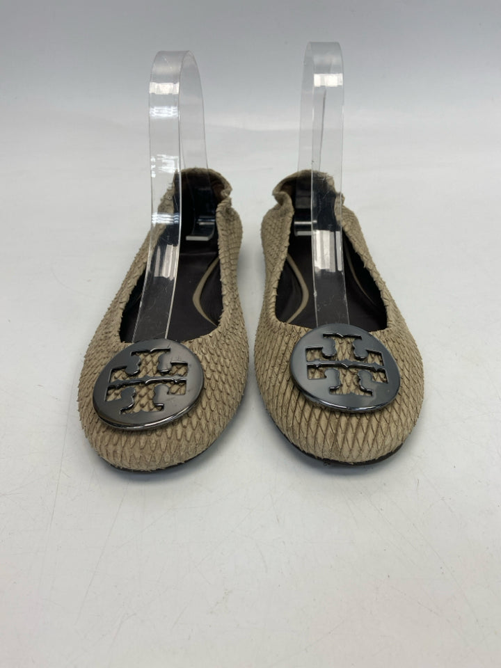 Tory Burch  Size 6.5 Brown Embossed Flats