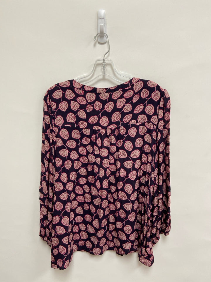 Maeve Size L Purple Dusty Pink Print Ladies Top