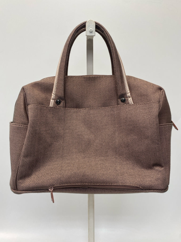 London Fog Mauve Gray Chevron Duffle Bag