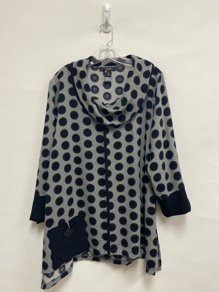 Ali Miles Size 1X Gray/Black Polka Dot Cowl Neck Plus Size Top
