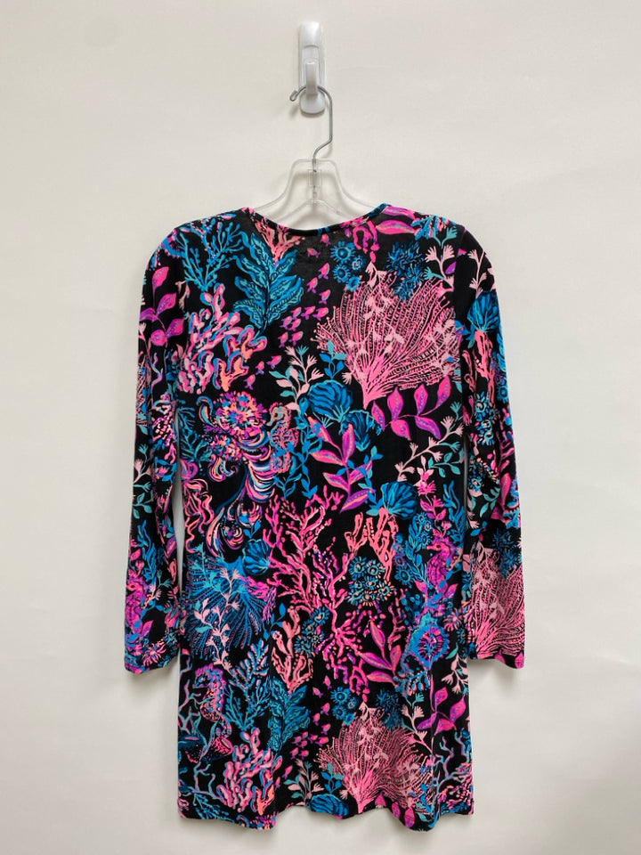 LILLY PULITZER Size XXS Black Blue/Pink V Neck Ladies Dress