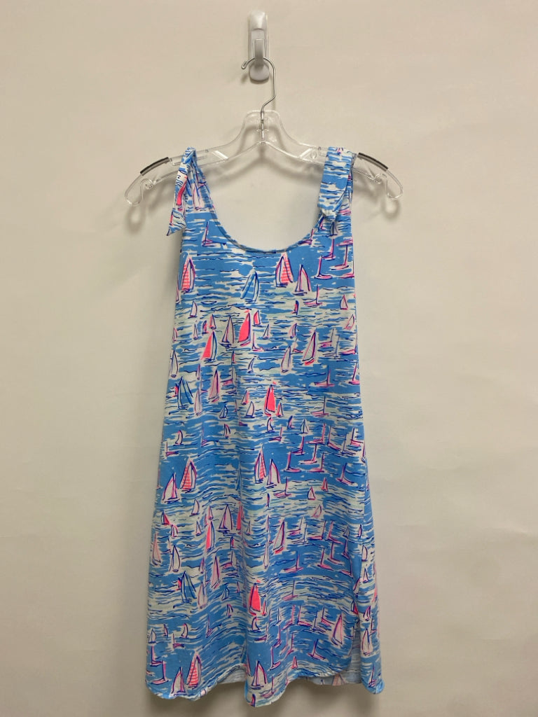 LILLY PULITZER Size XXS Blue White/Pink Boats Sleeveless Ladies Dress