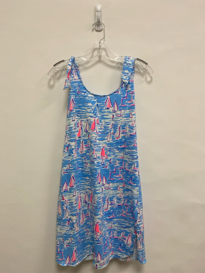 LILLY PULITZER Size XXS Blue White/Pink Boats Sleeveless Ladies Dress