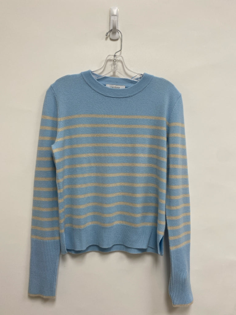 Size S Powder Blue Beige Stripes Cashmere Ladies Sweater