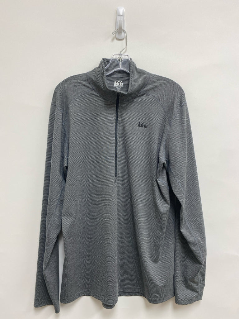 REI Size L Charcoal Gray Stripes Quarter Zip Men&