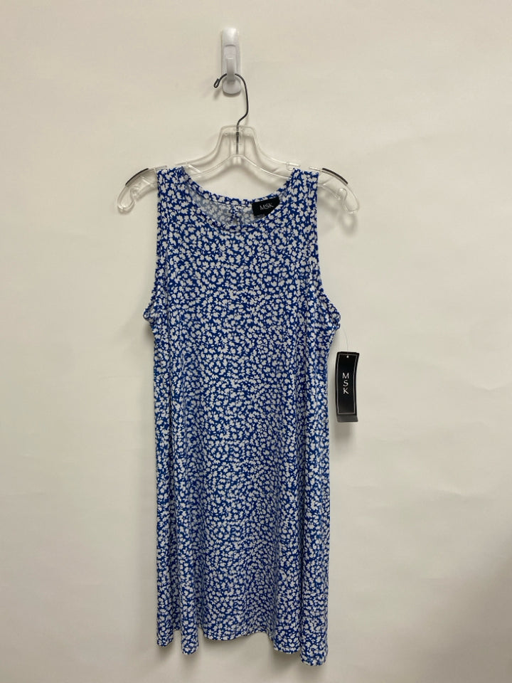 NWT MSK Size S White Blue Floral Sleeveless Ladies Dress