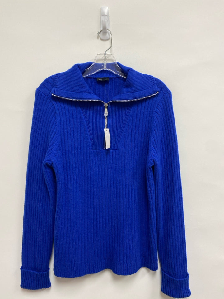 NWT Talbots Size L Blue Ribbed Quarter Zip Ladies Sweater