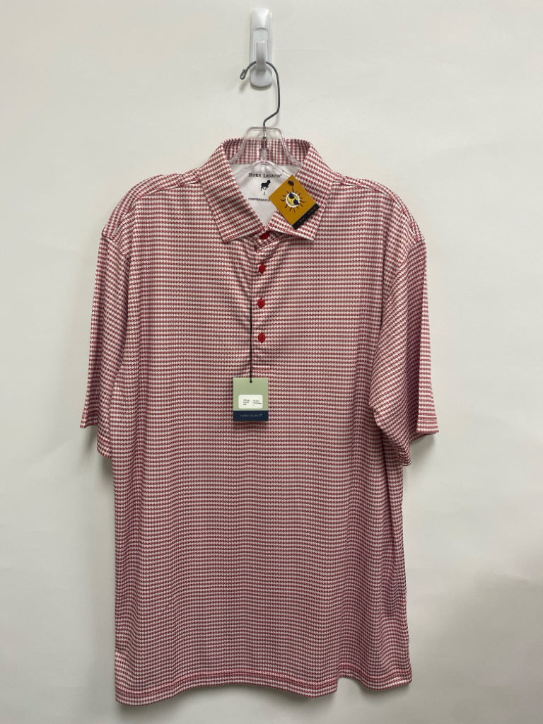 NWT Horn Legend Size L Red/White Houndstooth Polo Men&