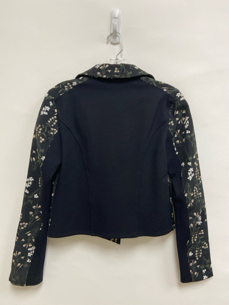 LOFT Size 0 Black Green/Beige Floral Zip Down Ladies Jacket