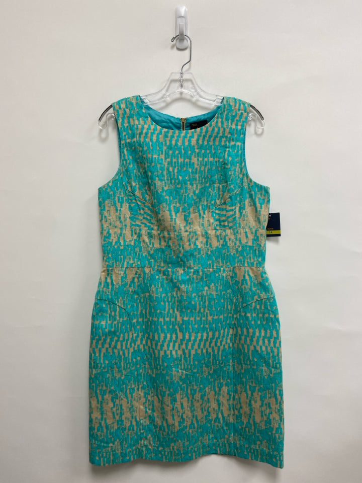 NWT Just Taylor Size 14 Turquoise Tan Sleeveless Ladies Dress