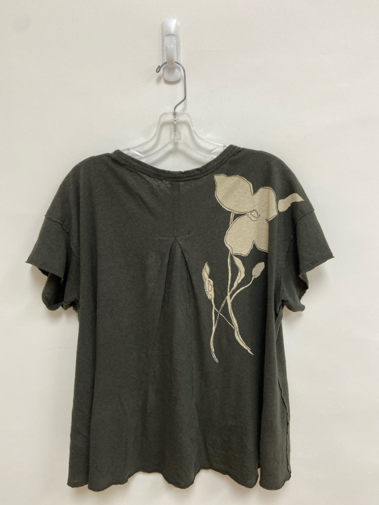 Pilcro Size M Dark Green Tan Floral Ladies Top