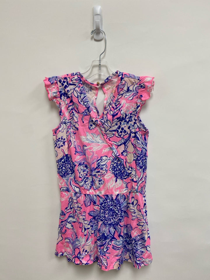 LILLY PULITZER SIZE 12/14 Neon Pink Purple/Blue Floral Girl&