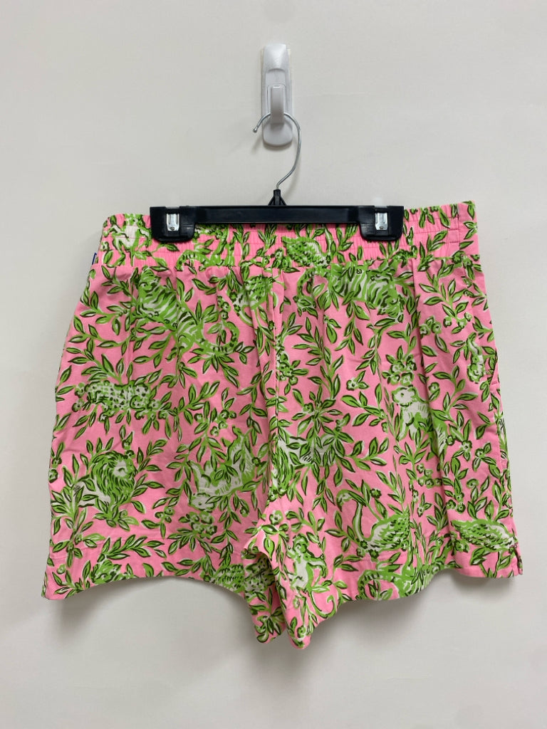 LILLY PULITZER Size M Pink Green/White Leaves Ladies Shorts
