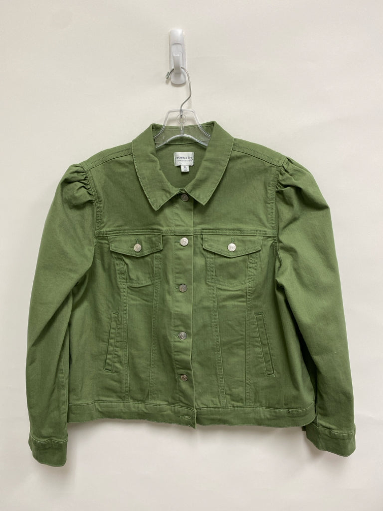 Crown &amp; Ivy Size XL Olive Green Denim Ladies Jacket
