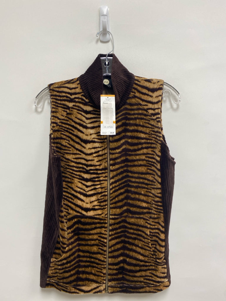 NWT Jones New York Size S Tan/Brown Animal Print Velour Ladies Vest