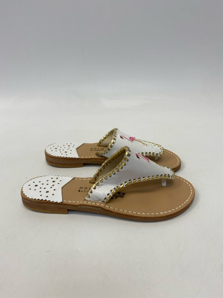 Size 6 White Pink/Gold Bird(s) Sandals