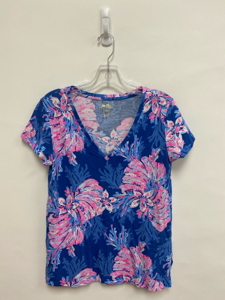 LILLY PULITZER Size S White Blue/Pink Flowers Ladies Top