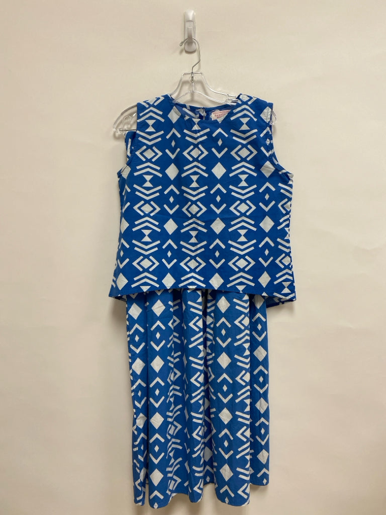 Size S Blue White Shapes Sleeveless Ladies 2pc Skirt