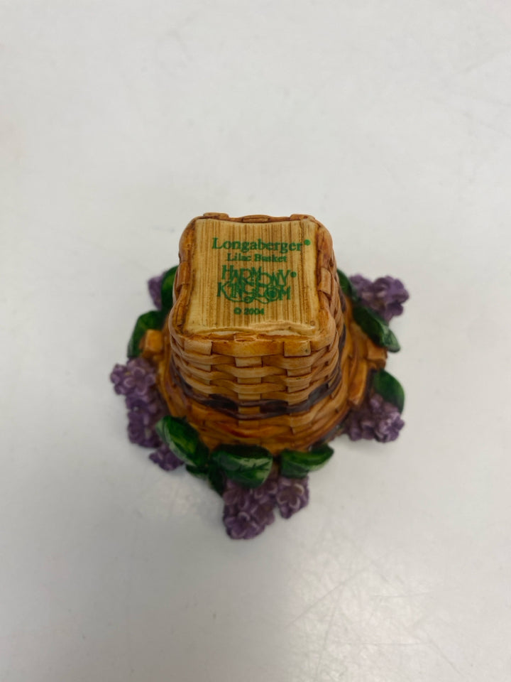 Longaberger Harmony Kingdom Lilac Basket Mini Trinket  Box