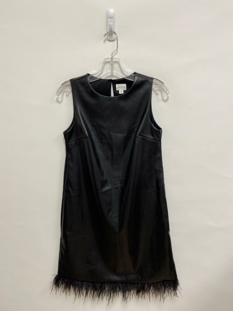 For Cynthia Brand Size XS Black Feathers Sleeveless Faux Leather Ladies Dress