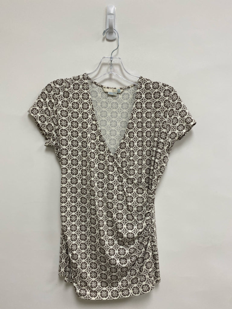 Boden Size 6P Taupe White Print Petite Top