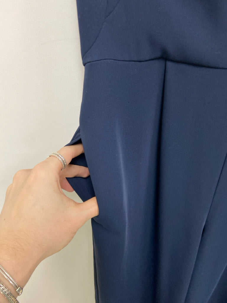 Eliza J Size 6 Navy Ruffles Wide Leg Ladies Jumpsuit