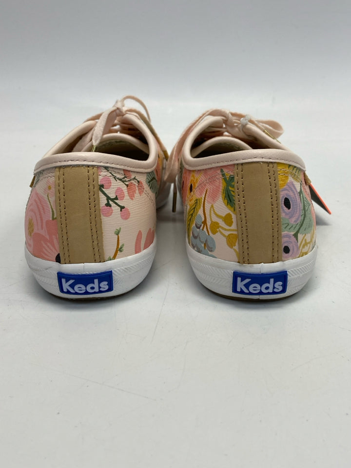 NWT Keds  Size 9.5 Pink/Green Multi-Color Flower(s) Sneakers