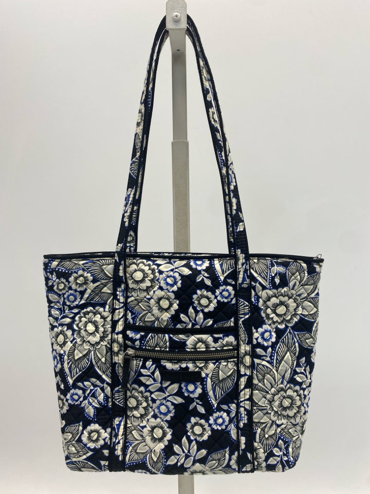 Vera Bradley Black/White Blue Floral Tote Bag