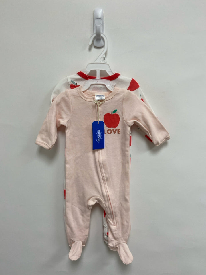 NWT SIZE 0-3M Pink White/Coral Apple Girl&