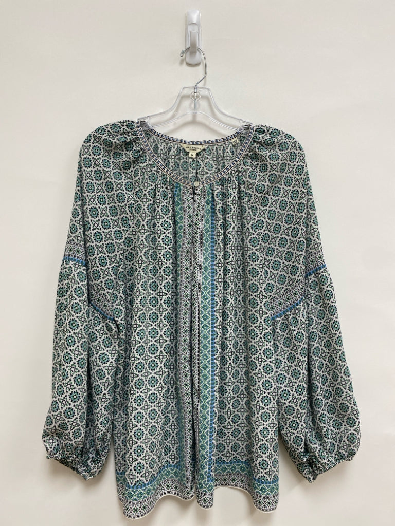 Max Studio  SIZE  1X White/Black Seafoam Medallion Puff Sleeve Plus Size Top