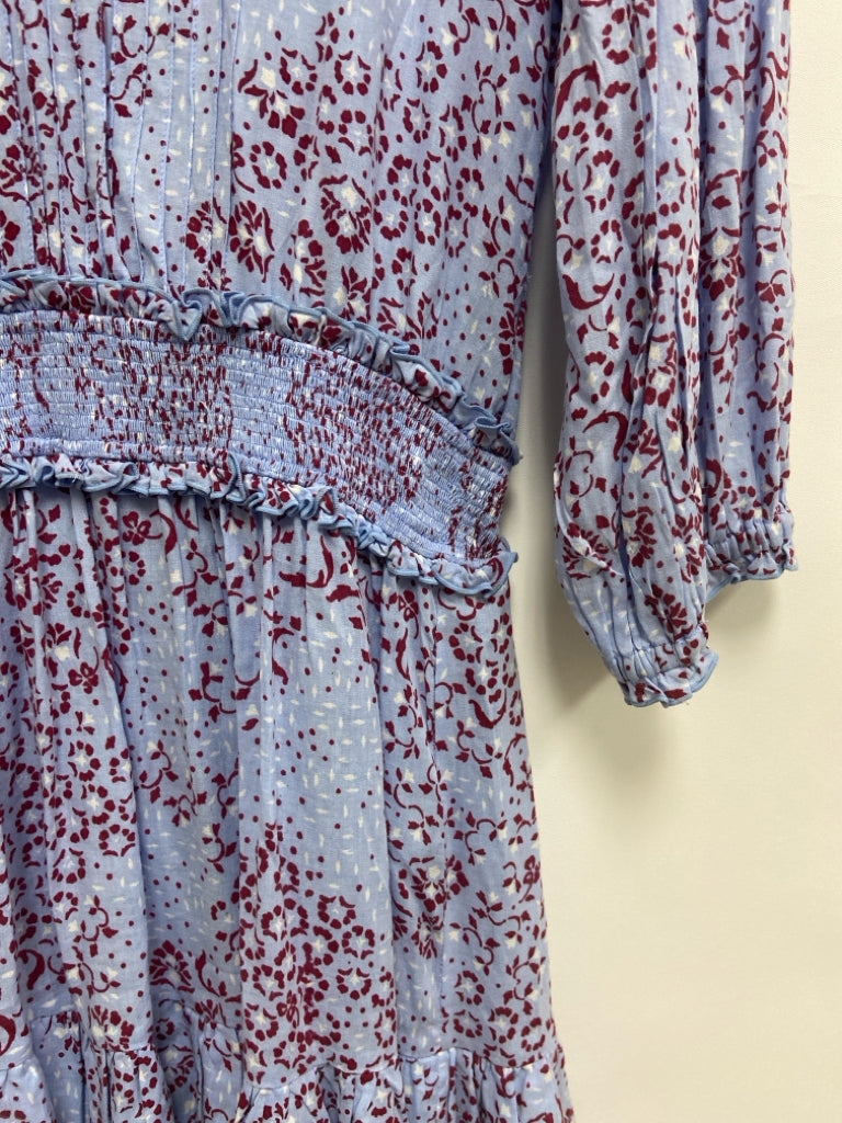 Poupette St.Barth Size M Periwinkle Red/White Floral Ladies Dress