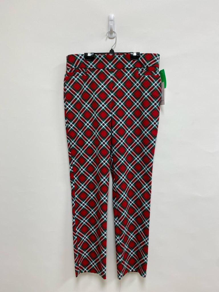 NWT Kim Rogers Size 12 Red Green/White Plaid Pull-on Ladies Pants