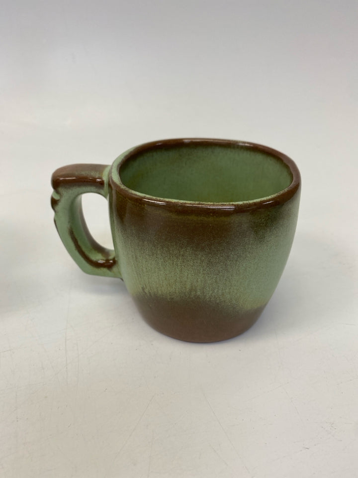 Green Brown Pottery Coffee Mug