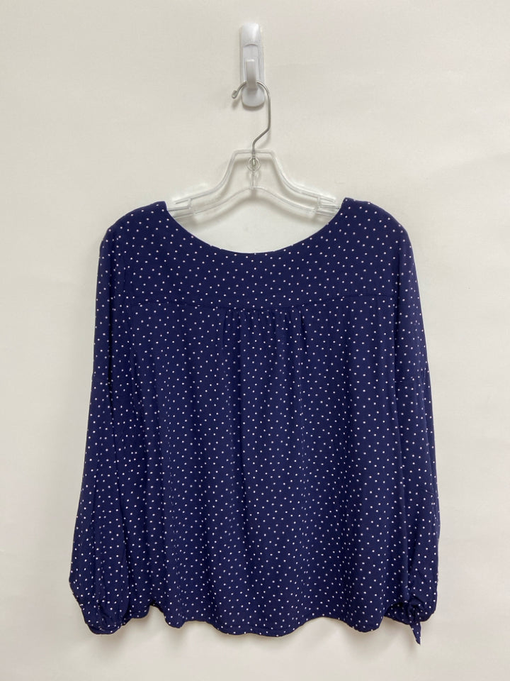 Maeve Size S Navy White Dots Puff Sleeve Ladies Top