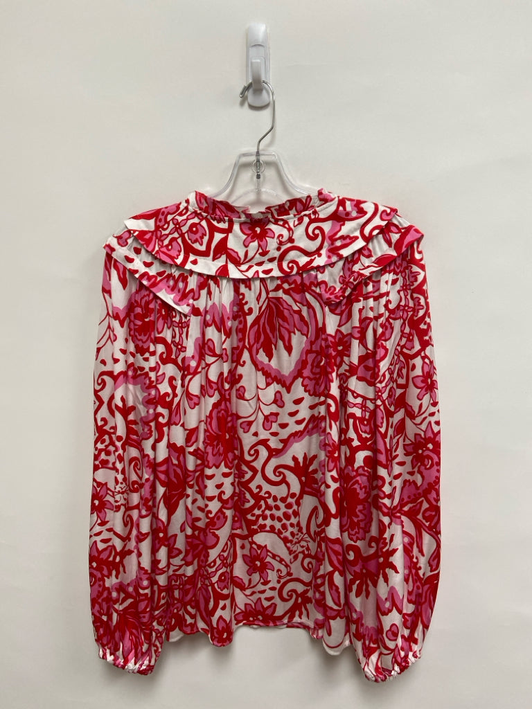 NWT LILLY PULITZER Size L White Red/Pink Floral Ladies Top