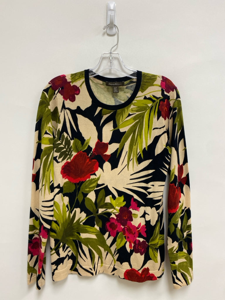 Tommy Bahama Size S Beige/Blk Green/Red Tropical Ladies Sweater