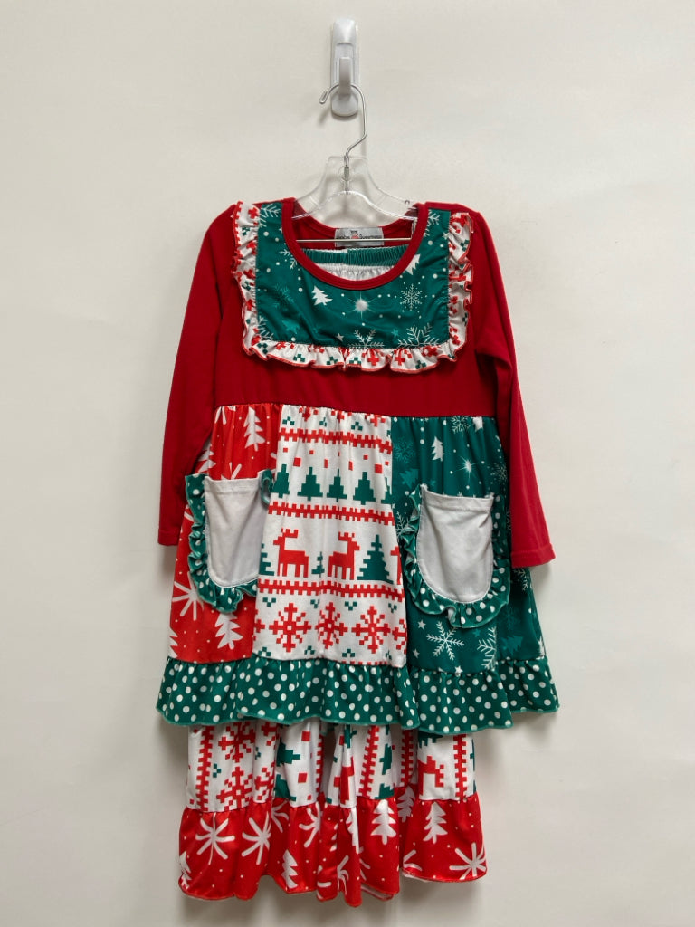 SIZE 7 Red White/Green Christmas Long Sleeve Girl&
