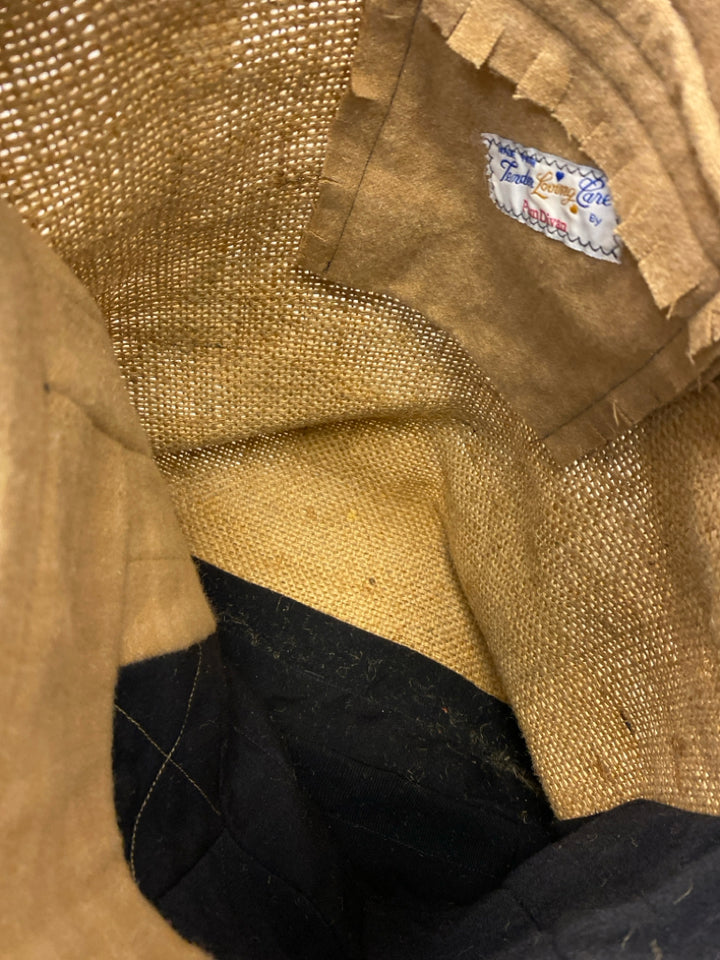 Brown Black Distressed Burlap Tote Bag