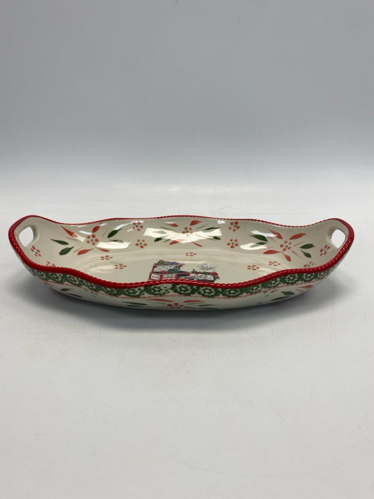 Temp-tations Cream Red/Green Santa Ceramic Christmas