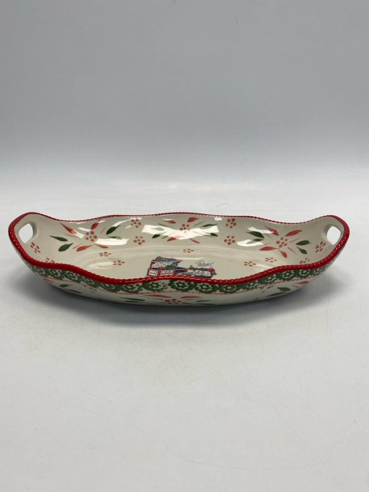 Temp-tations Cream Red/Green Santa Ceramic Christmas